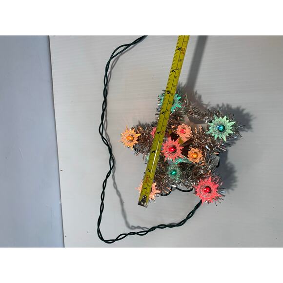 Vintage Silver Garland Small Star 11 Light Christmas Tree Topper - Picture 4 of 6